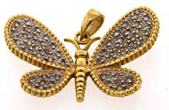 Sparkling 14kt Diamond Butterfly Pendant