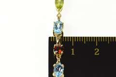 10K Yellow Gold Blue Topaz Garnet Peridot Statement Chain Bracelet