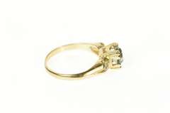 14K Yellow Gold 1940's Sim. Blue Topaz CZ Classic Statement Ring