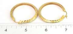 Glittering Textured Hoop Earrings in 14KT Yellow Gold