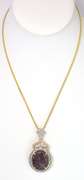 Regal Colossal 45.00CTS Cabochon Cut Natural Star                                                                                                                               Ruby & White Sapphire Necklace in Vermeil