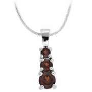 Sterling Silver Past Present and Future Genuine Garnet Pendant
