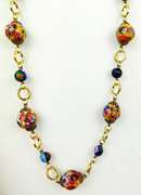 Vintage Long Italian Millefiori Bead Necklace