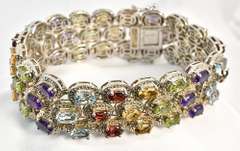 Colorful Multi-Stone Sterling Bracelet