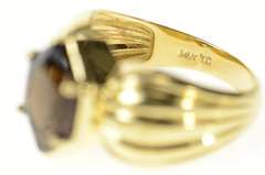 14K Yellow Gold Smoky Quartz Ornate Solitaire Statement Ring