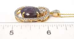 Inspiring Massive 12.00CTS Cabochon Cut Natural Star Ruby & White Sapphire Necklace in Vermeil