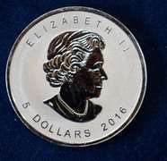 2016 Reverse Proof Bear  Privy Mark 5 Dollar Canada 1 OZ Silver Coin