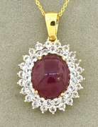 Sparkling Cabochon-Cut 7.00CTS Star Ruby & Sapphire Necklace in Vermeil
