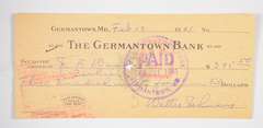 Walter Johnson Washington Senators Signed/Autographed Bank Check 1941