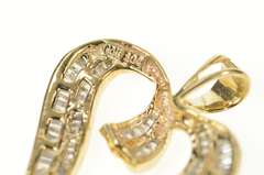 10K Yellow Gold Baguette Diamond Encrusted Classic Heart Pendant