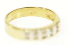 14K Yellow Gold Squared Diamond Classic Wedding Band Ring
