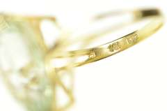 14K Yellow Gold 8.76 Ct Pear Prasiolite Solitaire Statement Ring