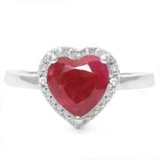 STERLING SILVER 1.60CT ENHANCED RUBY & DIAMOND RING