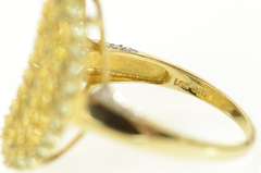 14K Yellow Gold Oval Pave Citrine Prasiolite Halo Statement Ring