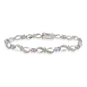 Sterling Silver Amethyst & Diamond Accent Swirl Infinity Bracelet