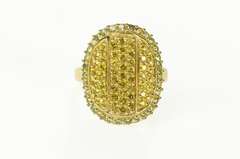 14K Yellow Gold Oval Pave Citrine Prasiolite Halo Statement Ring