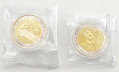 (2) 1990 Hong Kong Int'l Coin Convention 1/2 Oz Gold & 1/5 Oz Silver