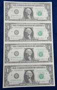 Uncut Sheet of 4 1985 D One Dollar Bill with Special holder
