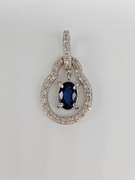 14kt Gold, Blue Sapphire & Diamond Pendant