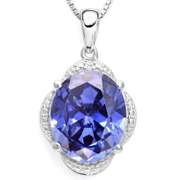 STERLING SILVER 8.10 CT LAB TANZANITE & PENDANT