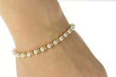 14K Yellow Gold Pearl Classic Grooved Link Statement Bracelet