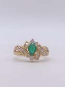 18kt Yellow Gold, Emerald, & Diamond Cocktail Ring