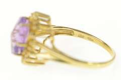 10K Yellow Gold Carved Amethyst Star Citrine Halo Cocktail Ring