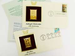 4 1st Day Issues & 22KT Gold Replica Stamps