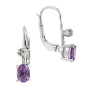 Sterling Silver Diamond Accent & Amethyst Leverback Earrings
