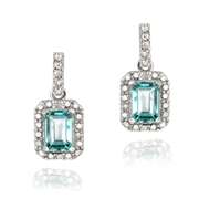 Sterling Silver 2.5ct Blue Topaz & Diamond Accent Dangle Earrings