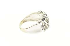 10K White Gold Heart Patterned Diamond Love Symbol Band Ring