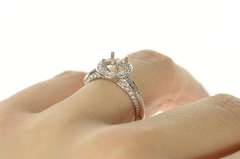 14K White Gold Diamond Halo 5.25mm Engagement Setting Ring