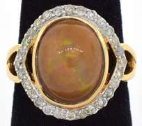 Majestic 3.54CT Opal & 0.47CTW Diamond Ring in Vermeil