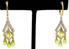 Vibrant Peridot & Diamond Dangle Earrings in Vermeil