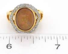 Majestic 3.54CT Opal & 0.47CTW Diamond Ring in Vermeil