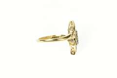 14K Yellow Gold 1930's Diamond Ornate Engagement Bypass Ring