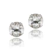 14K White Gold 3/5ct White Topaz Stud Earrings, 4mm