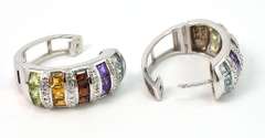 Fun Rainbow Hinged Hoops in Sterling Silver