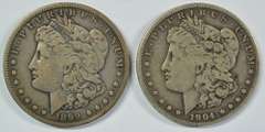 Key dates 1899-S & 1904-S Morgan Silver Dollars