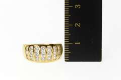 14K Yellow Gold Graduated Striped Channel CZ Statement Band Ring