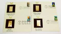 4 1st Day Issues & 22KT Gold Replica Stamps