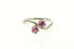 14K White Gold Retro 1960's Syn. Ruby Bypass Statement Ring