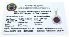 Sparkling Cabochon-Cut 7.00CTS Star Ruby & Sapphire Necklace in Vermeil