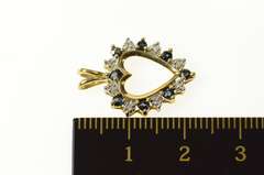 10K Yellow Gold Sapphire Diamond Classic Heart Love Symbol Pendant