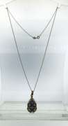 Italian Sterling Silver Green Tourmaline  Egg Necklace