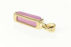 Gold Plated Pink Glass Squared Simple Statement Pendant