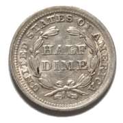 1857 Strong Near Unc Die Clash Seated Half Dime