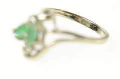10K White Gold Marquise Emerald Diamond Accent Bypass Ring