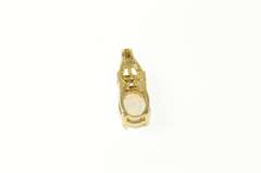 10K Yellow Gold Oval Syn. Opal CZ Accent Statement Pendant