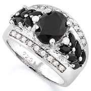 IRRESISTIBLE! BLACK SAPPHIRE STERLING SILVER RING